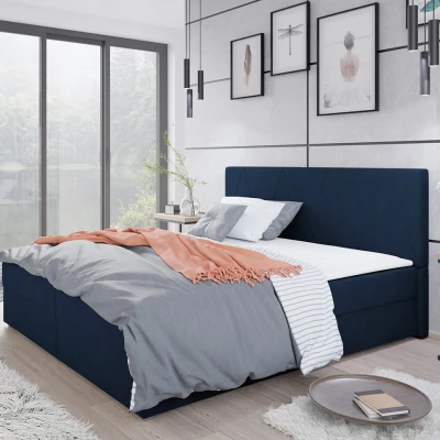 Americká manželská postel 140x200 BALJA 3 - modrá + topper ZDARMA