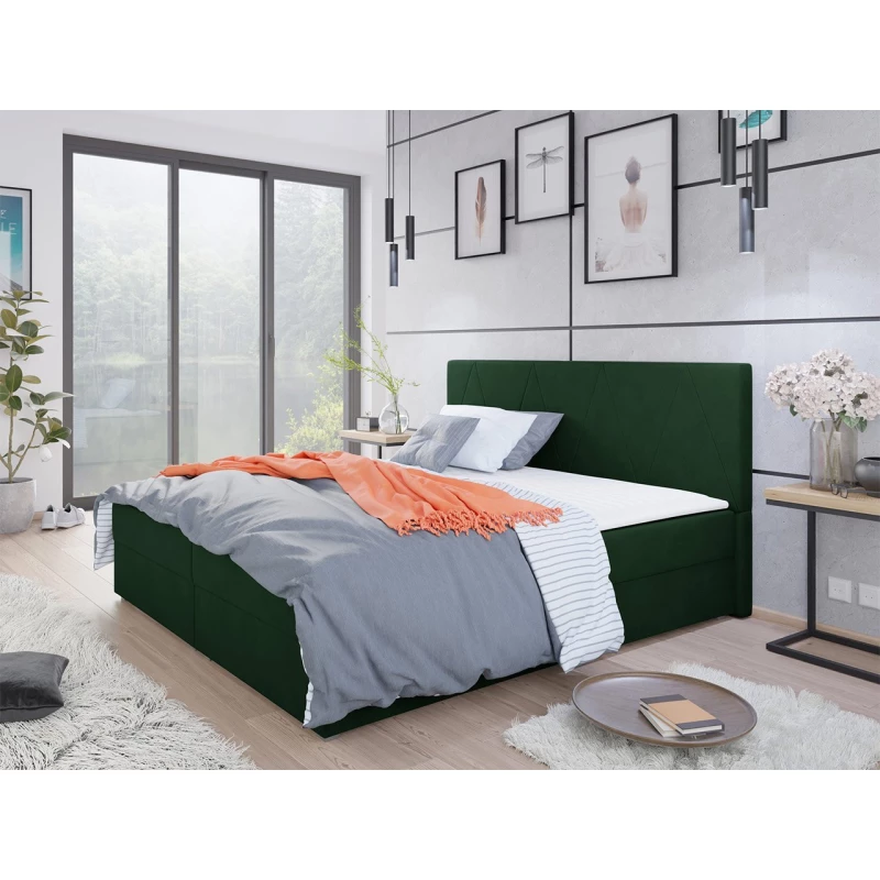 Americká manželská postel 140x200 BALJA 3 - zelená + topper ZDARMA