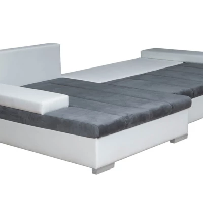 Rohová rozkládací sedačka ZELMA - béžová / vzorovaná, pravý roh