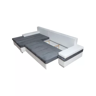 Rohová rozkládací sedačka ZELMA - béžová / vzorovaná, pravý roh