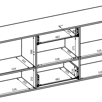 Široká kombinovaná komoda NIKOL - černý onyx / dub wotan