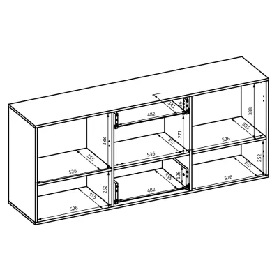 Široká kombinovaná komoda NIKOL - černý onyx / dub wotan