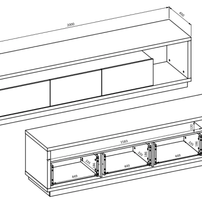 Televizní stolek SYLWIA - dub wotan / černý