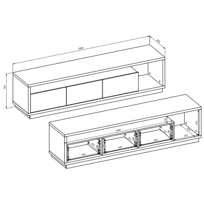 Televizní stolek SYLWIA - dub wotan / černý