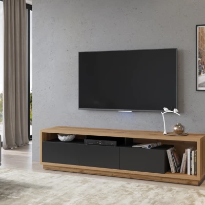 Televizní stolek SYLWIA - dub wotan / černý