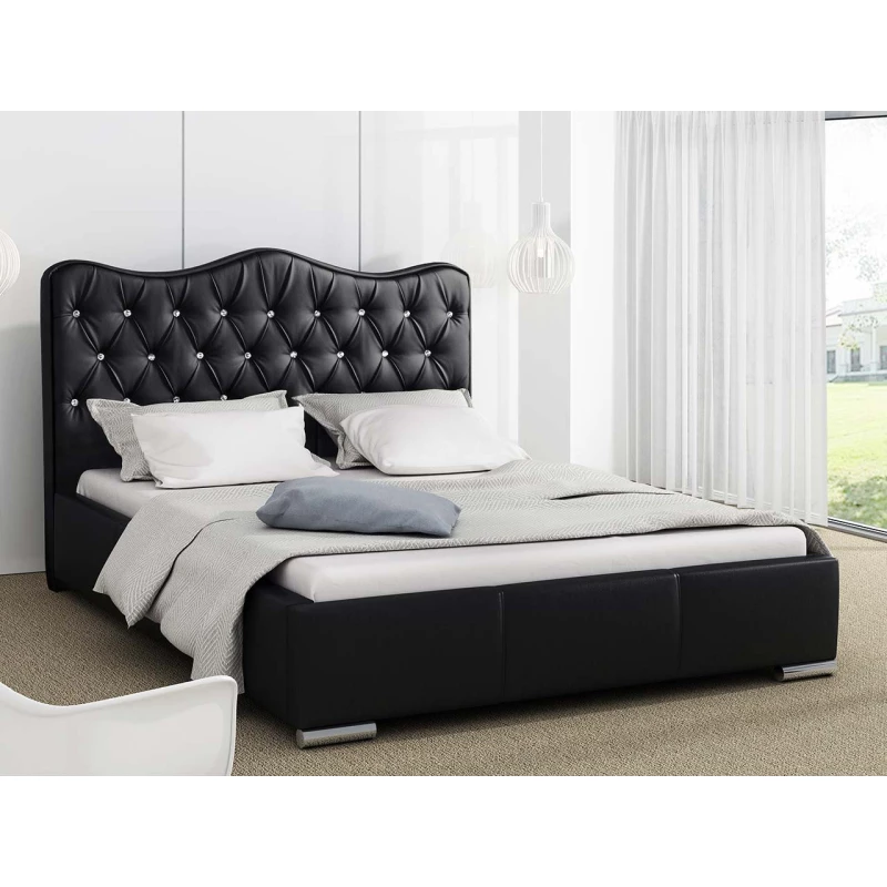 Čalouněná manželská postel 160x200 SALVADORA - černá ekokůže