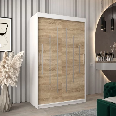 Šatní skříň MARIA - šířka 120 cm, bílá / dub sonoma