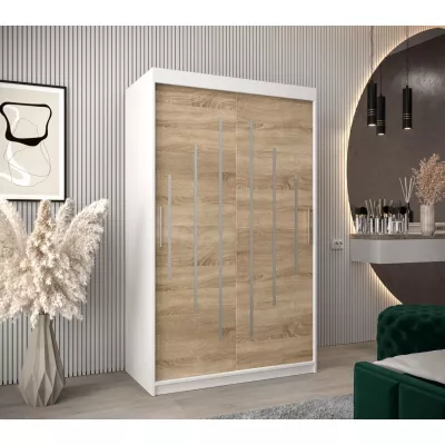 Šatní skříň MARIA - šířka 120 cm, bílá / dub sonoma