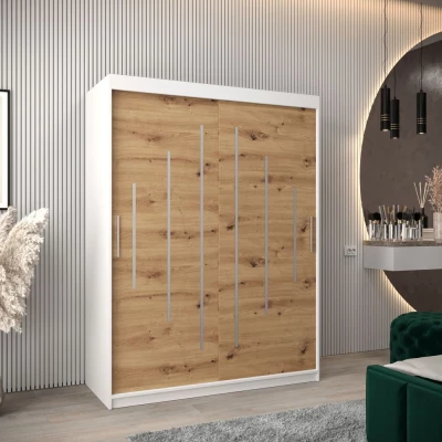 Šatní skříň ELENA - šířka 150 cm, bílá / dub artisan