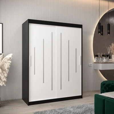 Šatní skříň ELENA - šířka 150 cm, černá / bílá