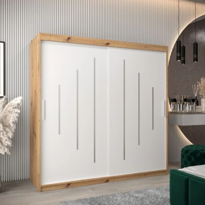 Šatní skříň ERIKA - šířka 200 cm, dub artisan / bílá