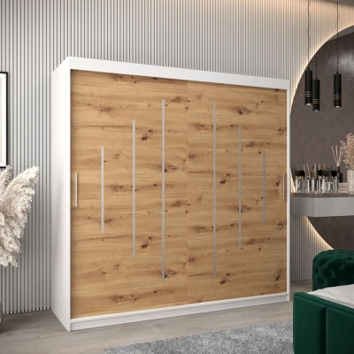 Šatní skříň ERIKA - šířka 200 cm, bílá / dub artisan