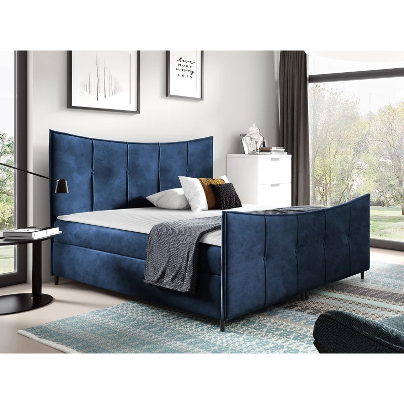 Hotelová dvoulůžková postel 200x200 MORISA - modrá + topper ZDARMA