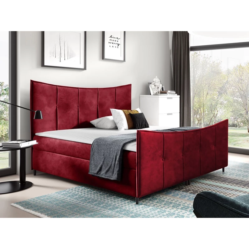 Hotelová dvoulůžková postel 180x200 MORISA - červená + topper ZDARMA