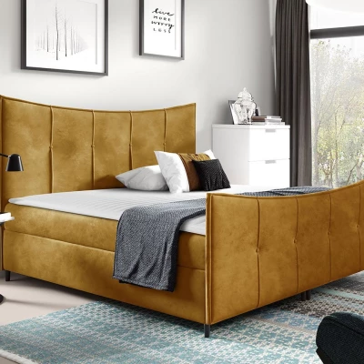 Hotelová dvoulůžková postel 180x200 MORISA - hořčicová + topper ZDARMA