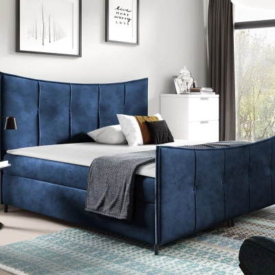 Hotelová dvoulůžková postel 160x200 MORISA - modrá + topper ZDARMA