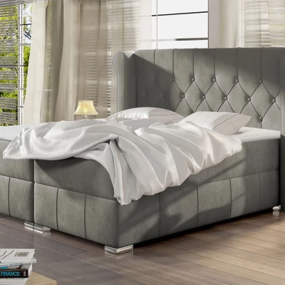 Hotelová dvojlůžková postel 180x200 RUFIO - šedá + topper ZDARMA