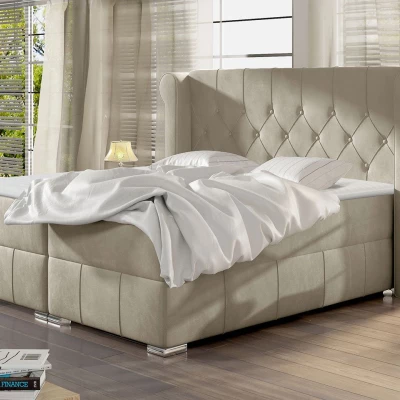 Hotelová dvojlůžková postel 160x200 RUFIO - béžová + topper ZDARMA