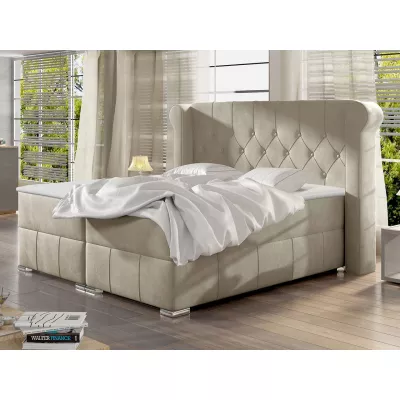 Hotelová dvojlůžková postel 160x200 RUFIO - béžová + topper ZDARMA