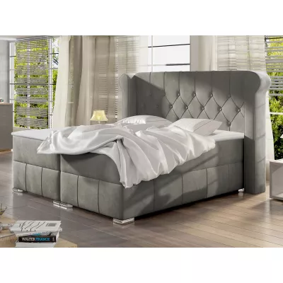 Hotelová dvojlůžková postel 140x200 RUFIO - šedá + topper ZDARMA