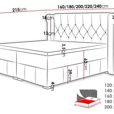 Hotelová dvojlůžková postel 160x200 RUFIO - šedá + topper ZDARMA