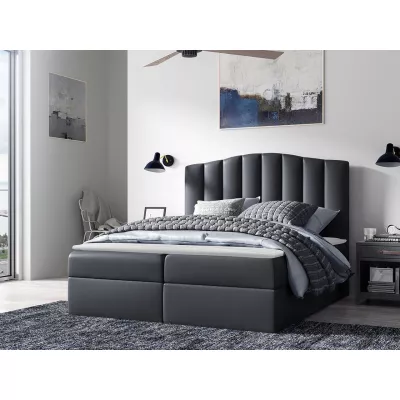 Boxspringová manželská postel 180x200 REYA - šedá ekokůže + topper ZDARMA