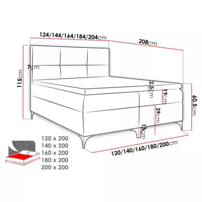 Americká jednolůžková postel 120x200 NIEVE - červená + topper ZDARMA