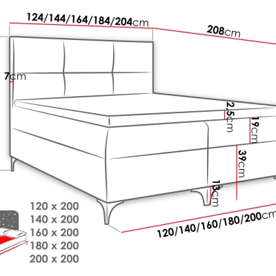 Americká manželská postel 140x200 NIEVE - červená + topper ZDARMA