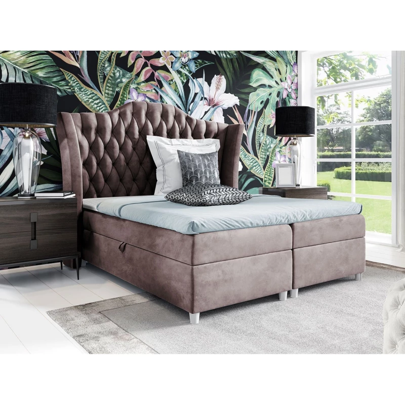 Boxspringová manželská postel 160x200 TERCERO - starorůžová + topper ZDARMA