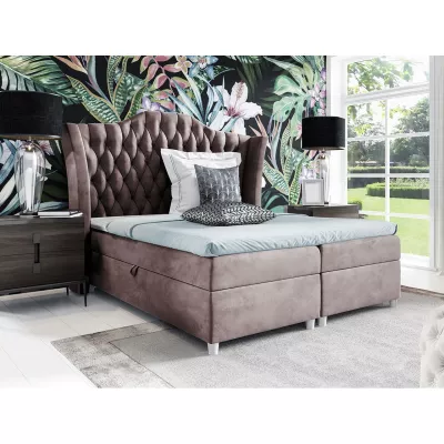 Boxspringová manželská postel 160x200 TERCERO - starorůžová + topper ZDARMA