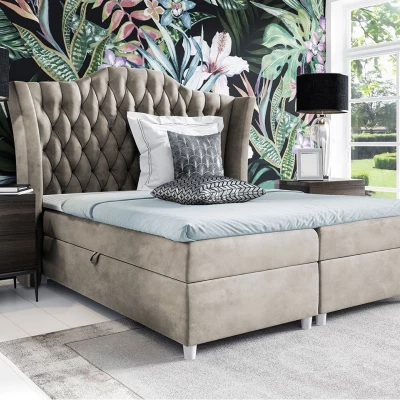 Boxspringová manželská postel 160x200 TERCERO - šedá 1 + topper ZDARMA