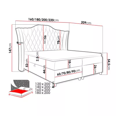 Boxspringová manželská postel 160x200 TERCERO - hnědá + topper ZDARMA