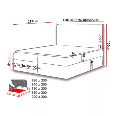 Kontinentální jednolůžková postel 120x200 MARICELA - černá + topper ZDARMA