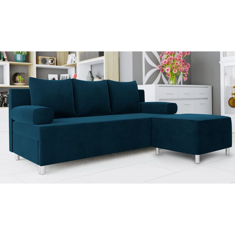 Rozkládací pohovka s taburetem ELZA - modrá 2