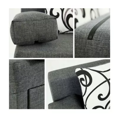 Rozkládací pohovka s taburetem ELZA - modrá 2