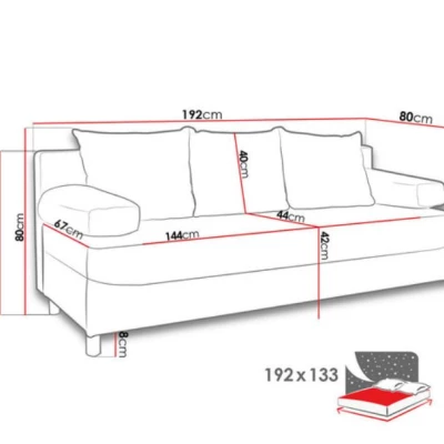 Rozkládací pohovka s taburetem ELZA - modrá 2