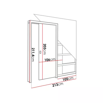 Posuvné dveře do pouzdra SALMA - 100 cm, jasan tmavý