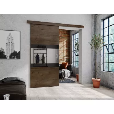 Posuvné interiérové dveře se zrcadlem OLIVERIO - 90 cm, jasan