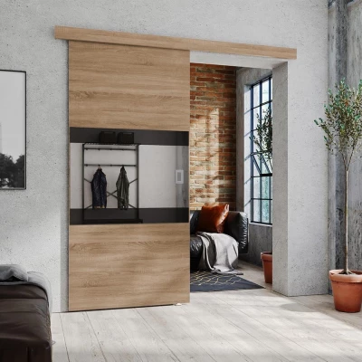 Posuvné interiérové dveře se zrcadlem OLIVERIO - 100 cm, dub sonoma