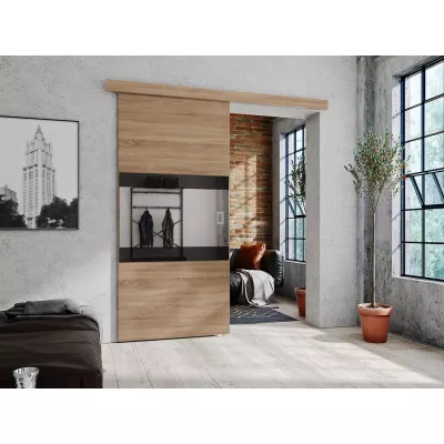 Posuvné interiérové dveře se zrcadlem OLIVERIO - 100 cm, dub sonoma