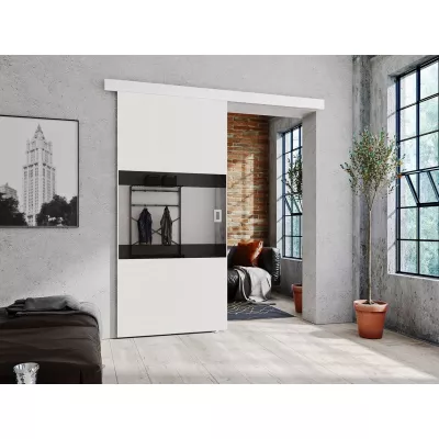 Posuvné interiérové dveře se zrcadlem OLIVERIO - 80 cm, bílé