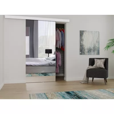 Posuvné interiérové dveře se zrcadlem PALMIRA - 90 cm, bílé
