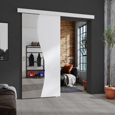 Posuvné interiérové dveře se zrcadlem MELCHOR - 90 cm, bílé