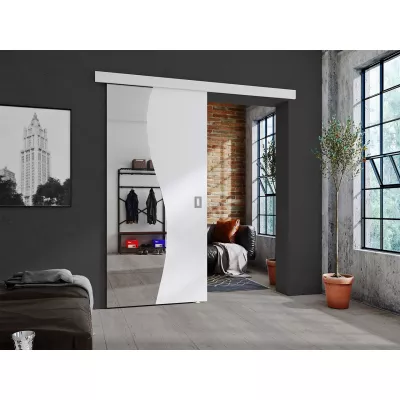 Posuvné interiérové dveře se zrcadlem MELCHOR - 80 cm, bílé