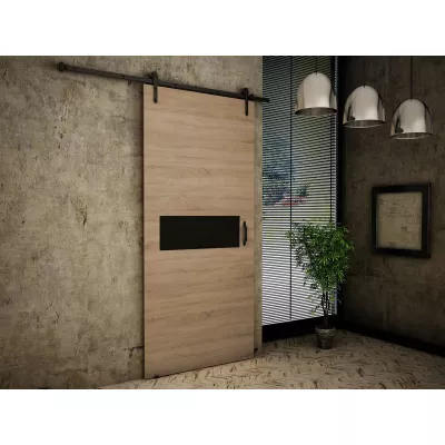 Posuvné interiérové dveře XAVIER 3 - 100 cm, černé / dub sonoma