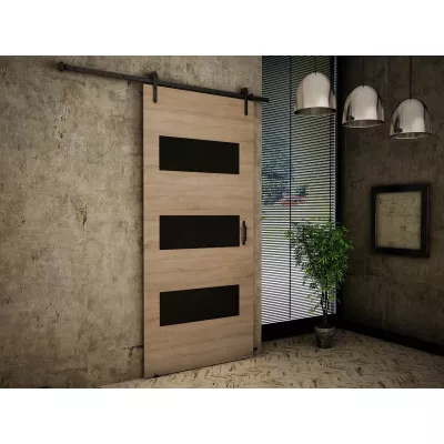 Posuvné interiérové dveře XAVIER 2 - 80 cm, černé / dub sonoma