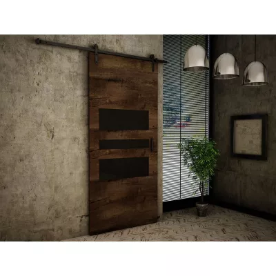 Posuvné interiérové dveře XAVIER 1 - 100 cm, černé / jasan tmavý