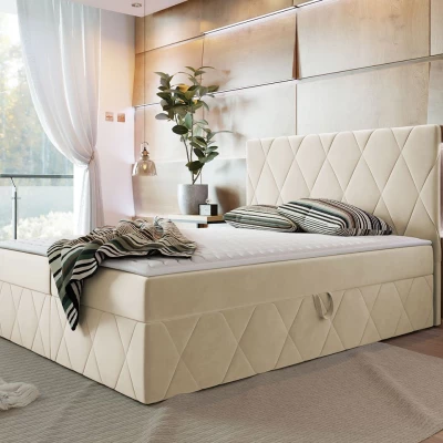 Hotelová manželská postel 180x200 PALMA - smetanová + topper ZDARMA