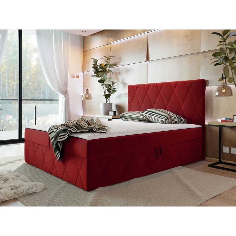 Hotelová manželská postel 160x200 PALMA - červená + topper ZDARMA