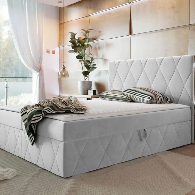 Hotelová manželská postel 160x200 PALMA - světlá šedá + topper ZDARMA